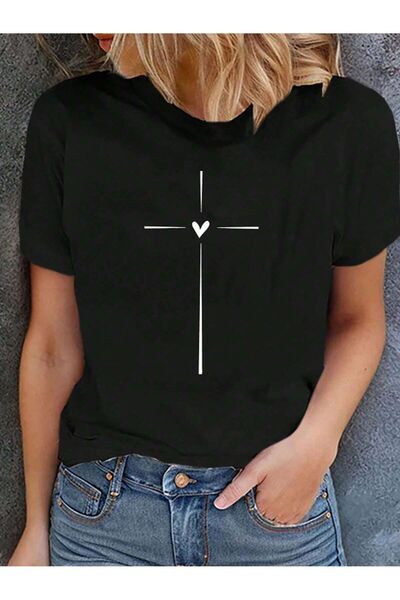 MODAVİBE Tricou alb de damă cu imprimeu inimioare mici MODAVİBE