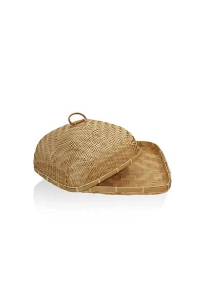 The Mia 34x34x19 Cm Bamboo Rectangular Tray with Lid