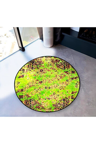 Rugs Modern Halı Mira Round Antique Green Line Detailed Woven Base Modern Dec...
