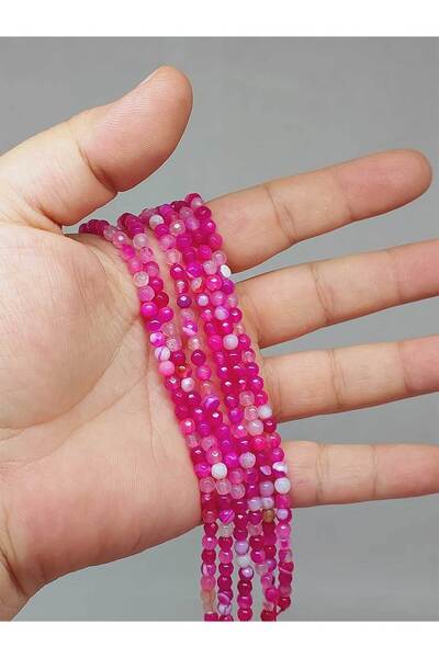 Yasamtohumu سلسلة ربع قطع من حجر العقيق بطول 9 سم - 4 مم (51416)