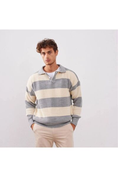 banessa Унісекс светр з гудзиками та поло-коміром