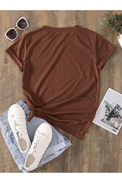 MODAVİBE Γυναικείο T-shirt με σχέδιο λεοπάρ και στάμπα με μονόχρωμη καρδιά - ...