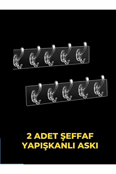 incirop Şeffaf Askı, Yapışkanlı Askı 2 Adet 5'li Yapışkanlı Askı, Mutfak Askı...