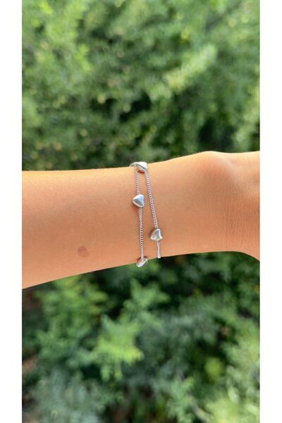 KAD COLLECTION سوار قلب من الفولاذ ذو صف مزدوج