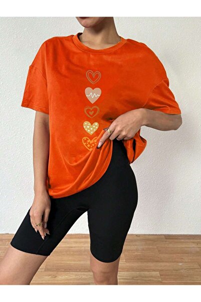 MODAVİBE Tricou pentru femei cu imprimeu Five Hearts, mărime medie - Moda Vivibe