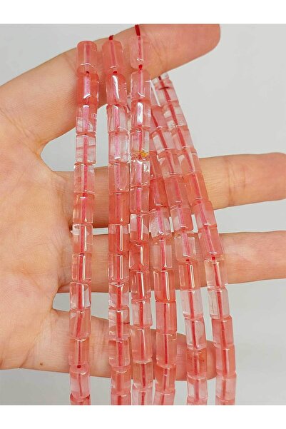 Yasamtohumu Roze kvarcni kamen - Cilindar kroj Četvrtina niza je dugačka 9 cm...
