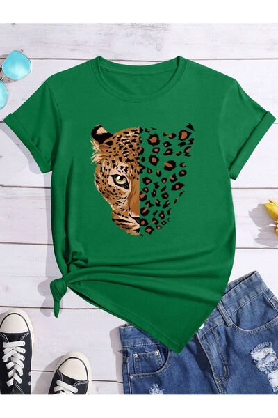 MODAVİBE Дамска тениска с леопардов принт - Modavibe, среден размер