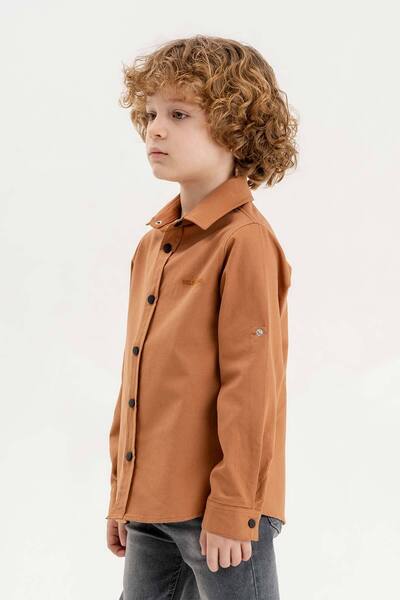 Gold Class Kidswear Сгъваема базова риза за момче с дълъг ръкав