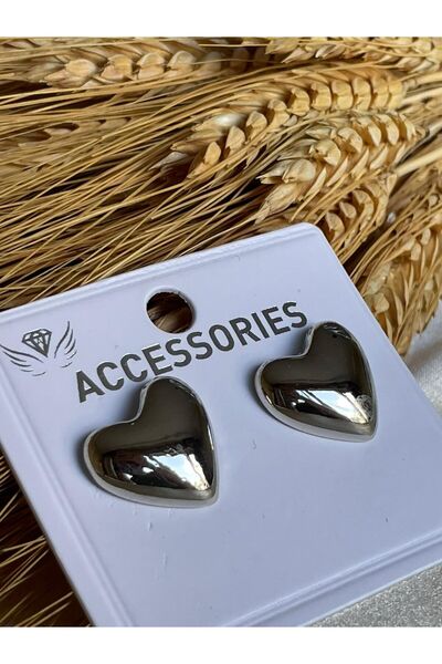 MOREPERLA Women's Heart Silver Color Medium Size Earrings