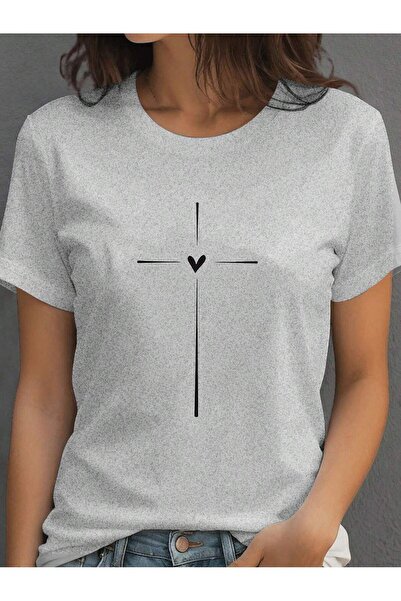 MODAVİBE Tricou alb de damă cu imprimeu inimioare mici MODAVİBE