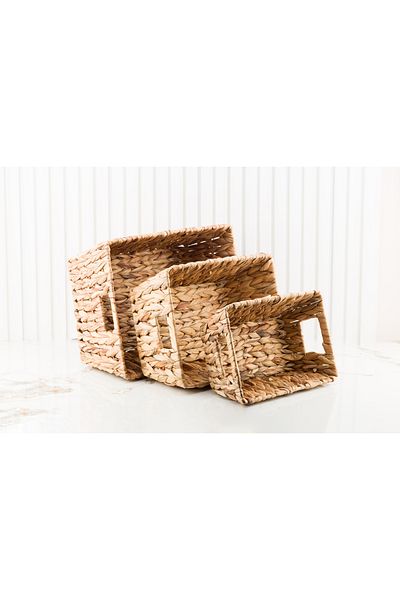 Karçiçeği Home Σετ Ψάθινο Καλάθι Organizer 3 τεμαχίων πολυτελείας