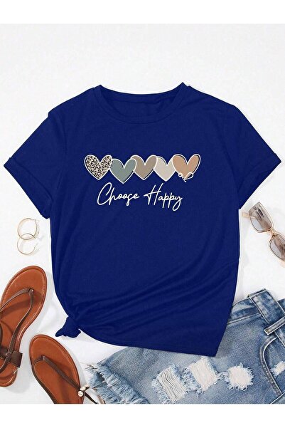 MODAVİBE Tricou cu imprimeu inimă, mărime mare 5 - Modavibe