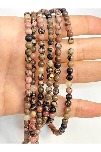 Yasamtohumu سلسلة ربع حجر الرودونيت - طول 9 سم، نطاق 4-4.5 مم