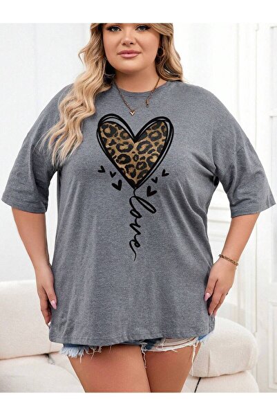 MODAVİBE Femei Mărimi Mari - Tricou cu imprimeu leopard, Moda Vivibe