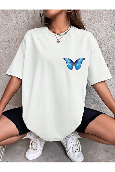 MODAVİBE Γυναικείο μπλουζάκι με στάμπα πεταλούδας Fashion Vibe