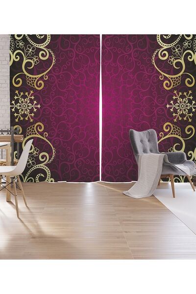 Elmas Dizayn 2 Pieces Double Duvet Cover Set - 140 Cm*240, 3d Digital Print, Background Curtain, Motif Purple