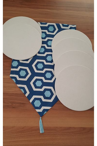 Papuli Set of 6 Patterned Runner and Upholstery Fabric Plates