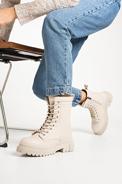 İnan Ayakkabı Cizme de damă bej (TALPA 5 CM)