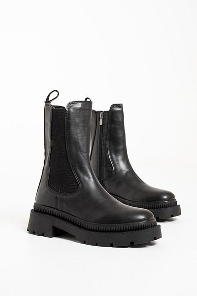 İnan Ayakkabı Black Women's Boots - Elastic Zipper and Sole 5 cm