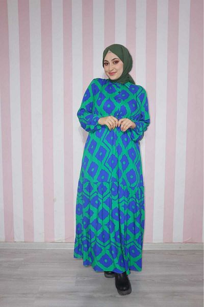 EGELİMODA Viscose Hijab Flower Patterned Dress