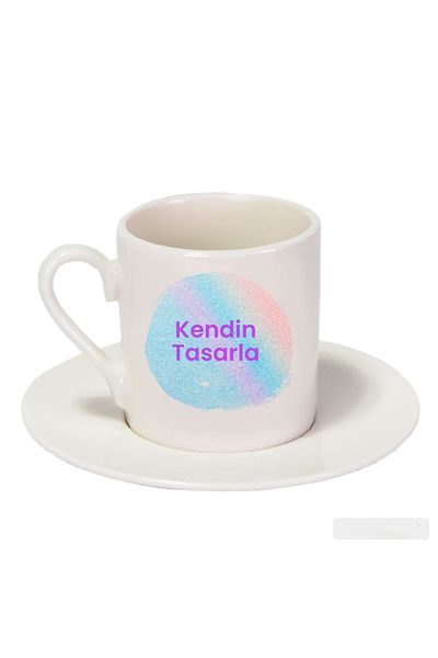 EYBaskı Tasarım 2-Piece Turkish Coffee Cup Can Be Customized with Own Design
