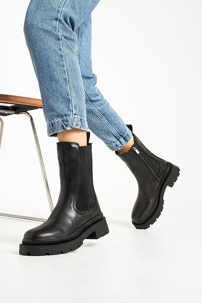 İnan Ayakkabı Black Women's Boots - Elastic Zipper and Sole 5 cm