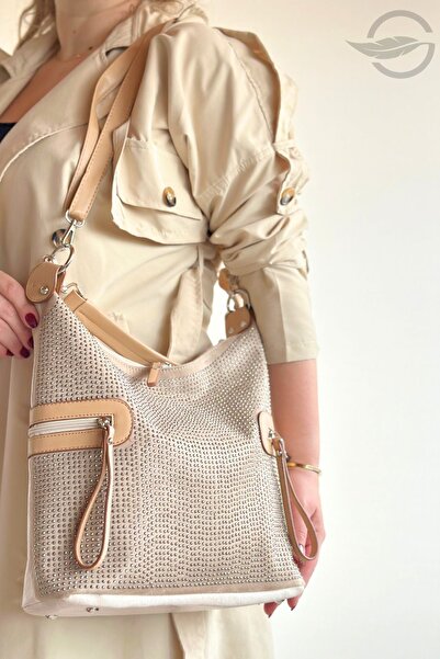 GALB LEATHER Новий сезон - Велика жіноча сумка через плече з деталями з камен...