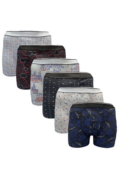 B'YOU life 6-Piece Patterned - Lycra Classic Men's Boxer Set