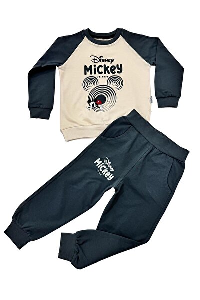 Esterella Set de trening și pantaloni cu imprimeu Mickey Mouse - mâneci raglan, 2 fire