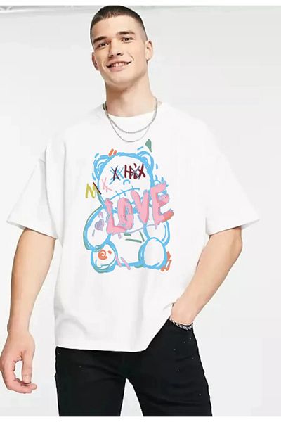 Pink Sky Μπλουζάκι με στάμπα Love Bear Oversize