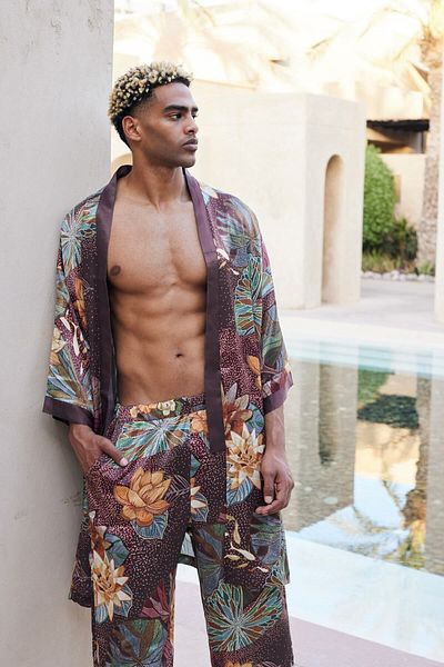 Dear Deer Floral Chocolate Kimono
