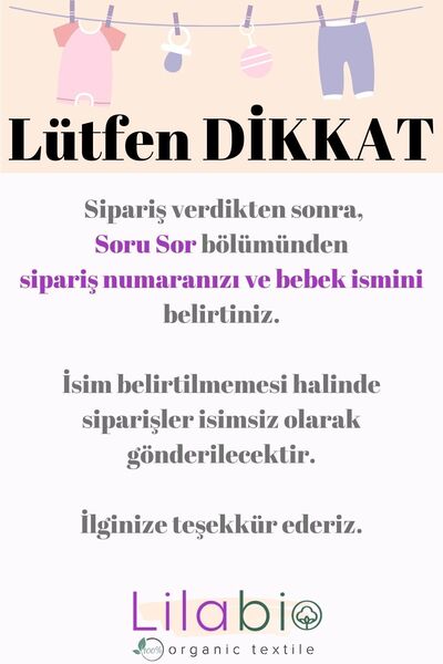 Lilabio %100 Organik Isme Özel 5li Hastane Çıkışı Alt Üst Takım Set