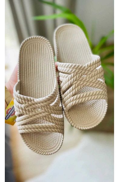 FelixFol Soft Eva - Wicker Look Non-Slip and Thick Comfortable Bathroom Slippers - for Beach, Seaside, Sea, Pool and Balcony