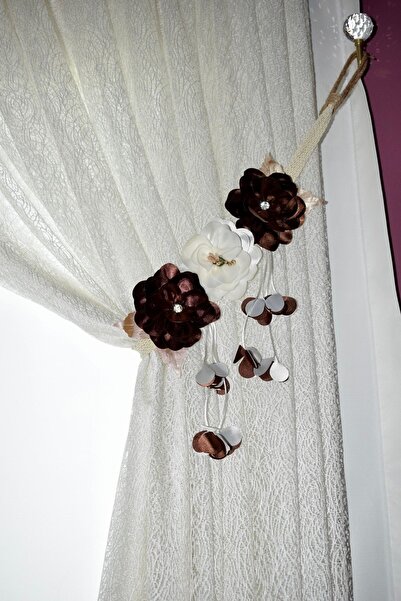 TB HOME Çiçekli Perde Braçol Seti (2 ADET)