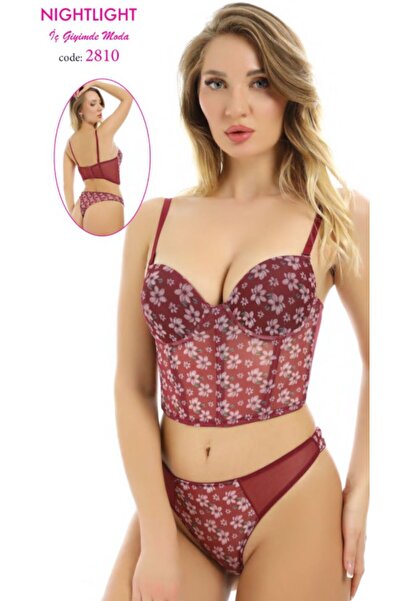 Nightlight Papatya Desenli Mor Bustiyer Takım