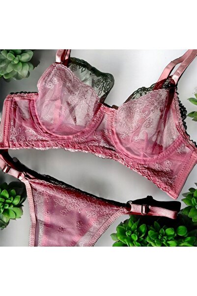 Butik Barbie Pembe Çiçekli Bralet Takım