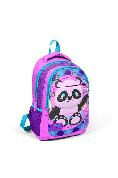 Coral light Pink And Purple Three CompArtment BAckpAck with Pandal for KidS - 14384