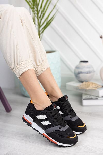 Riccon Unisex černé oranžové tenisky0012863