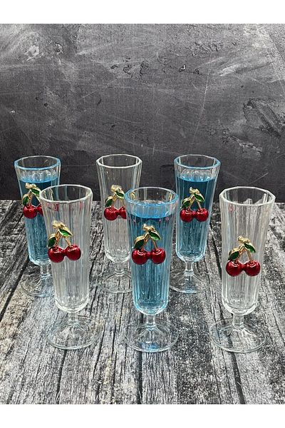 YzMarket Set of 6 Crystal Glass Cherry Coffee Side Cups Water Cups 150ml