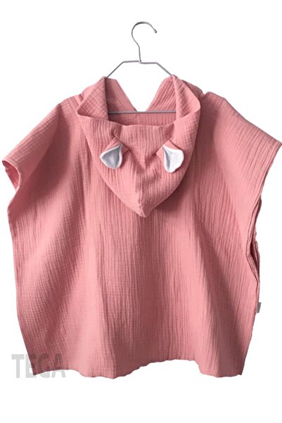 TEGA قطن عضوي 100% - منشفة حمام للأطفال بغطاء للرأس من الموسلين