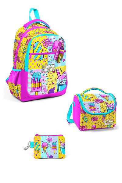 Coral High Set de 3 ghiozdane pentru copii cu model de inghetata - 3SET23645