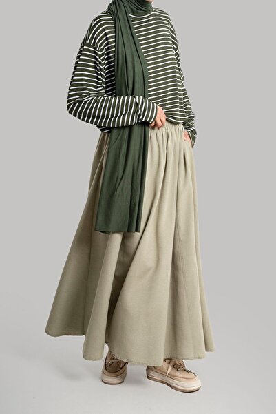 Emare Φούστα από λινό χακί