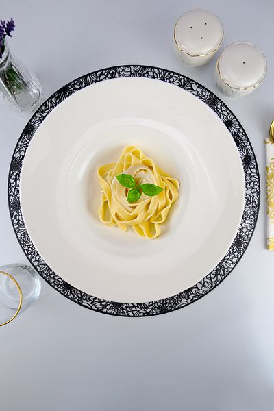Digithome 30 cm White Bone Porcelain Spaghetti Pasta Plate - Es 30