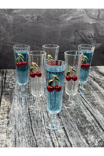 YzMarket Set of 6 Crystal Glass Cherry Coffee Side Cups Water Cups 150ml