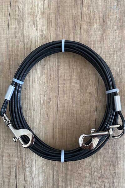 LİDERSAN ÇELİK 6 Mm 7 Metre Köpek Bahçe Bağlama Halatı Siyah