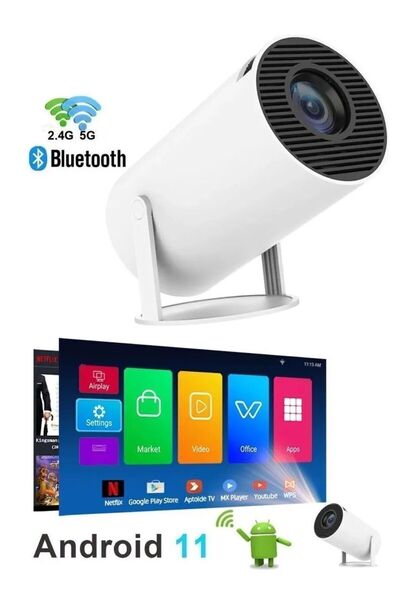 auhma Taşınabilir Projeksiyon Projektör Cihazı Mini Projektör Led Projektör 4...