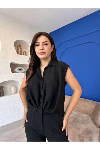 devesta Cămașă neagră cu șireturi