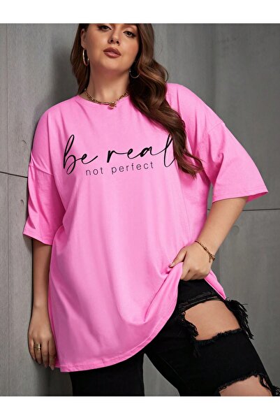 MODAVİBE Γυναικείο T-Shirt σε Μεγάλο Μέγεθος - Μεσαίο Μέγεθος, Με Στάμπα, Mod...