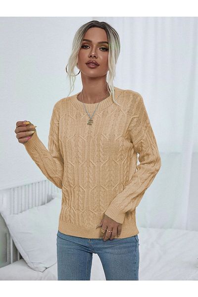 TRQOM Pulover din tricotaje din piatră cu model împletit