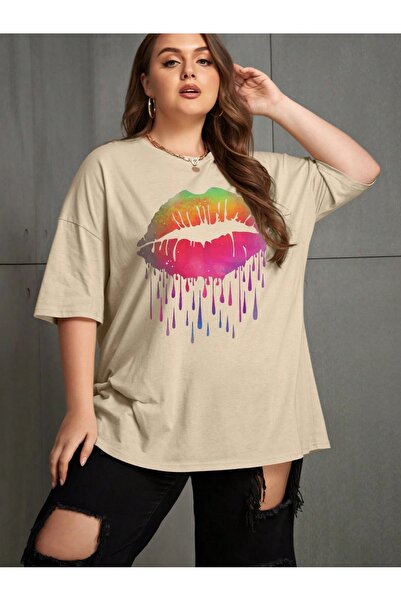 MODAVİBE Tricou de damă mărime mare - Mărime medie, Imprimat, Modavibe